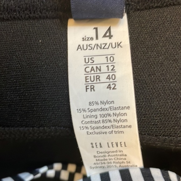 Sz10 AUS 14 Sea Level Bandeau Bikini set Black with Blk/wht Striped accent. VGUC - Picture 7 of 8